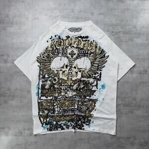 Y2K White Revolution X Grunge Skull Gothic T-Shirt